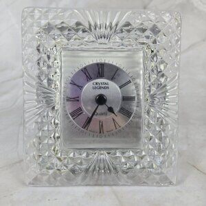 Crystal Legends by Godinger Square Crystal Clock 24% Lead Crystal AA Battery